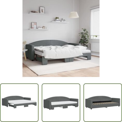 vidaXL Sofá cama 2 en 1 -  Sofá cama nido con colchón tela gris oscuro 80x200 cm