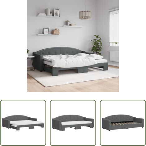 vidaXL Sofá cama 2 en 1 -  Sofá cama nido con colchón tela gris oscuro 80x200 cm