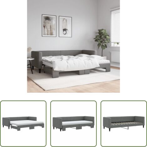 vidaXL Sofá cama 2 en 1 -  Sofá cama nido con colchón tela gris oscuro 80x200 cm