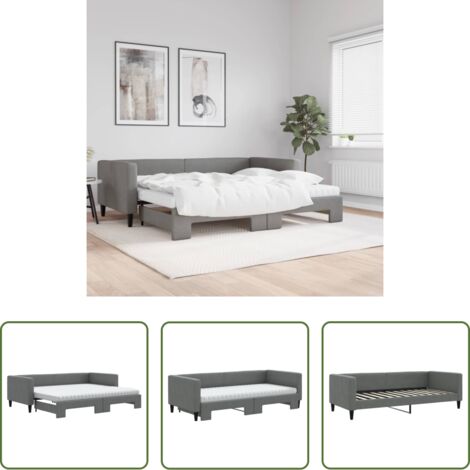 vidaXL Sofá cama 2 en 1 -  Sofá cama nido con colchón tela gris oscuro 90x200 cm
