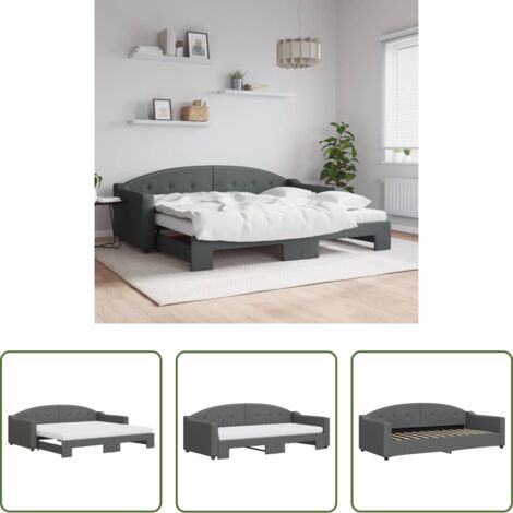 vidaXL Sofá cama 2 en 1 -  Sofá cama nido con colchón tela gris oscuro 90x200 cm
