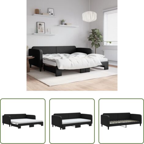 vidaXL Sofá cama 2 en 1 -  Sofá cama nido con colchón tela negro 100x200 cm