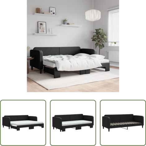 vidaXL Sofá cama 2 en 1 -  Sofá cama nido con colchón tela negro 80x200 cm