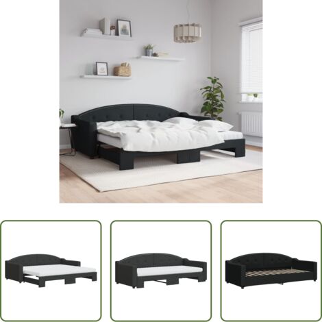 vidaXL Sofá cama 2 en 1 -  Sofá cama nido con colchón tela negro 90x200 cm