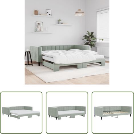 vidaXL Sofá cama 2 en 1 -  Sofá cama nido con colchón terciopelo gris claro 100x200 cm