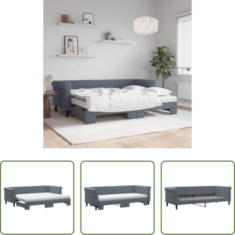 vidaXL Sofá cama 2 en 1 -  Sofá cama nido con colchón terciopelo gris oscuro 80x200 cm