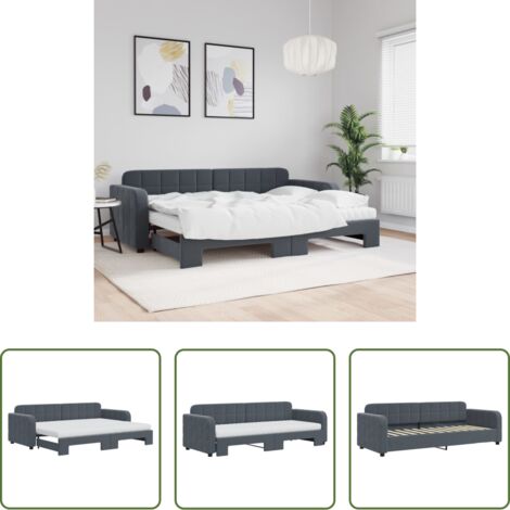 vidaXL Sofá cama 2 en 1 -  Sofá cama nido con colchón terciopelo gris oscuro 80x200 cm