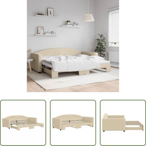 vidaXL Sofá cama 2 en 1 -  Sofá cama nido tela crema 90x200 cm