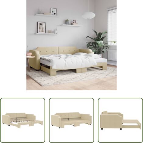 vidaXL Sofá cama 2 en 1 -  Sofá cama nido tela crema 90x200 cm