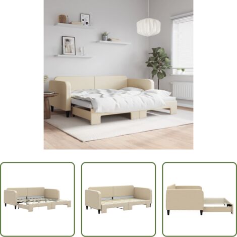 vidaXL Sofá cama 2 en 1 -  Sofá cama nido tela crema 90x200 cm