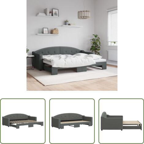 vidaXL Sofá cama 2 en 1 -  Sofá cama nido tela gris oscuro 80x200 cm