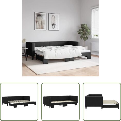 vidaXL Sofá cama 2 en 1 -  Sofá cama nido tela negro 80x200 cm