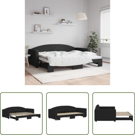 vidaXL Sofá cama 2 en 1 -  Sofá cama nido tela negro 90x200 cm