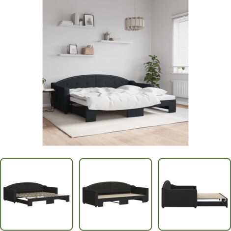 vidaXL Sofá cama 2 en 1 -  Sofá cama nido tela negro 90x200 cm