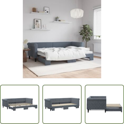 vidaXL Sofá cama 2 en 1 -  Sofá cama nido terciopelo gris oscuro 80x200 cm