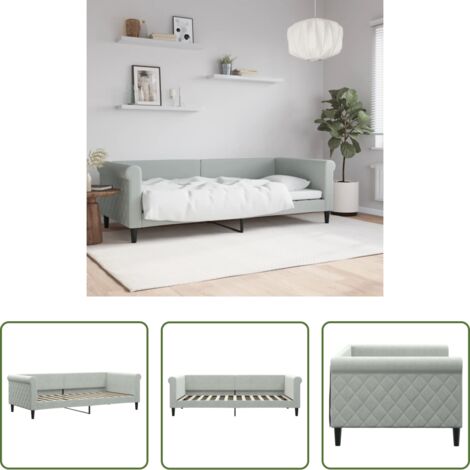 vidaXL Sofá cama 2 en 1 -  Sofá cama sin colchón terciopelo gris claro 90x200 cm
