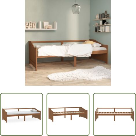 vidaXL Sofá cama 3 plazas -  Sofá cama de 3 plazas sin colchón marrón miel 90x200 cm