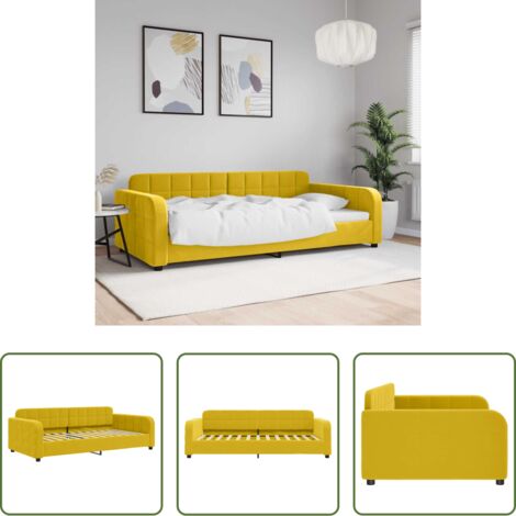 vidaXL Sofá cama amarillo -  Sofá cama sin colchón terciopelo amarillo 100x200 cm