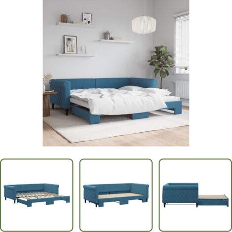vidaXL Sofá cama azul -  Sofá cama nido terciopelo azul 100x200 cm