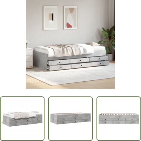 vidaXL Sofá cama con cajones -  Sofá cama con cajones sin colchón gris hormigón 75x190 cm