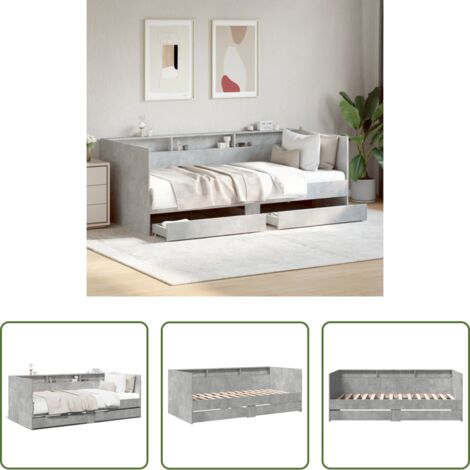 vidaXL Sofá cama con cajones - Sofá cama con cajones sin colchón gris hormigón 75x190 cm