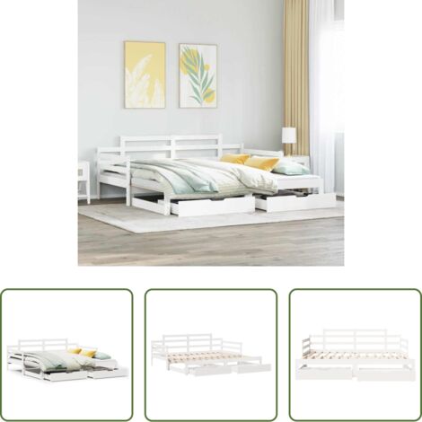 vidaXL Sofá cama con cajones -  Sofá cama nido con cajones sin colchón blanco 80x200 cm