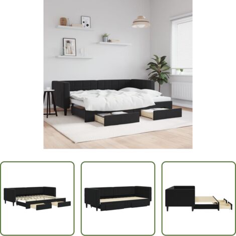 vidaXL Sofá cama con cajones -  Sofá cama nido con cajones terciopelo negro 80x200 cm