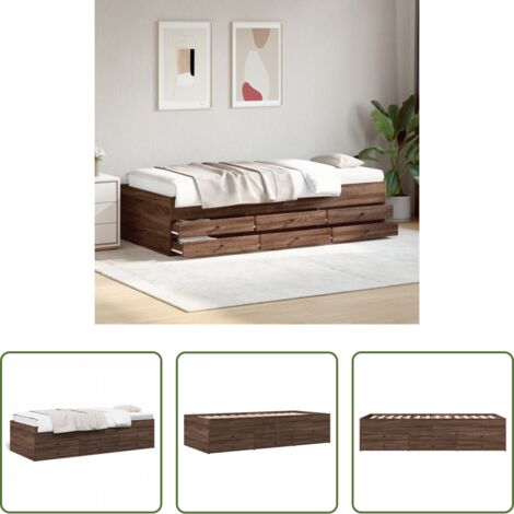 vidaXL Sofá cama con cajones y ruedas -  Sofá cama con cajones sin colchón roble marrón 75x190 cm