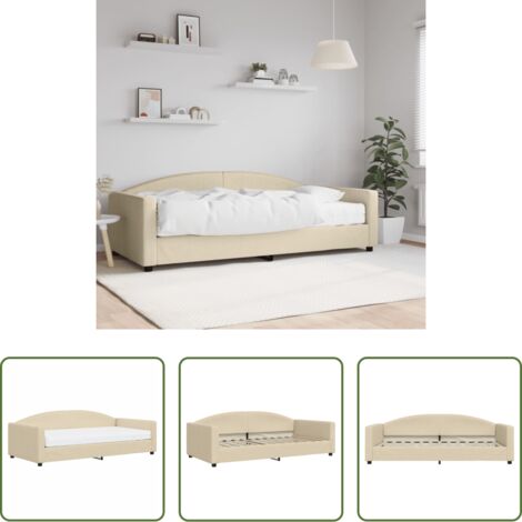 vidaXL Sofá cama con colchón -  Sofá cama con colchón tela crema 100x200 cm