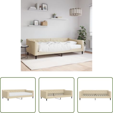 vidaXL Sofá cama con colchón -  Sofá cama con colchón tela crema 100x200 cm