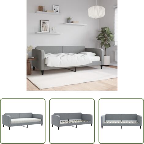 vidaXL Sofá cama con colchón -  Sofá cama con colchón tela gris claro 90x200 cm