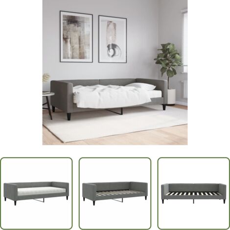 vidaXL Sofá cama con colchón -  Sofá cama con colchón tela gris oscuro 100x200 cm