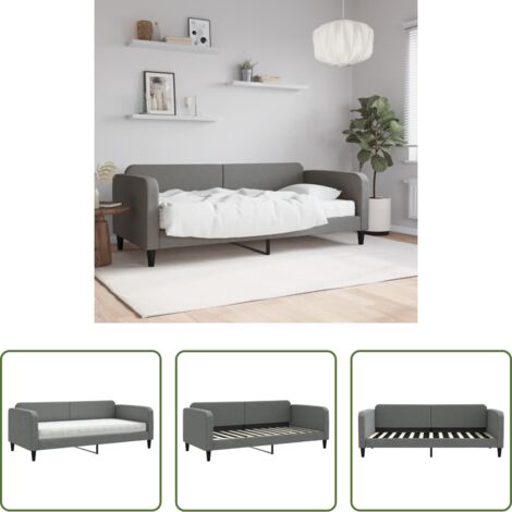 vidaXL Sofá cama con colchón -  Sofá cama con colchón tela gris oscuro 90x200 cm