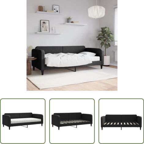vidaXL Sofá cama con colchón -  Sofá cama con colchón tela negro 90x190 cm