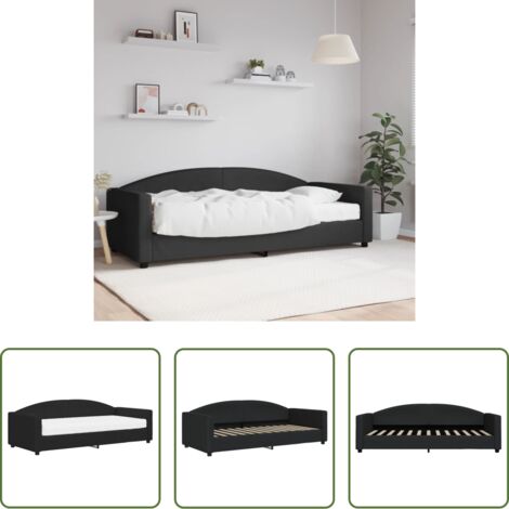 vidaXL Sofá cama con colchón -  Sofá cama con colchón tela negro 90x200 cm