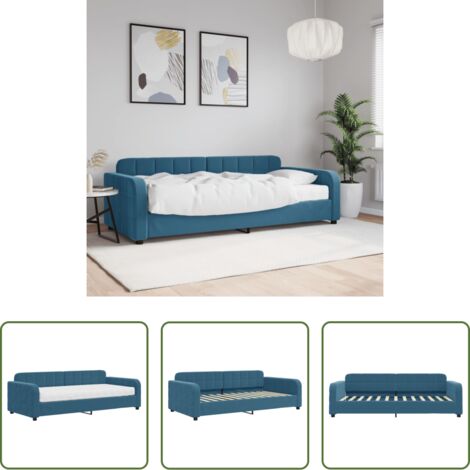 vidaXL Sofá cama con colchón -  Sofá cama con colchón terciopelo azul 90x200 cm