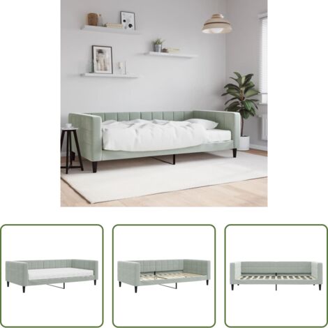 vidaXL Sofá cama con colchón -  Sofá cama con colchón terciopelo gris claro 100x200 cm