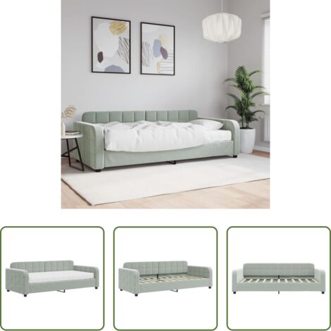 vidaXL Sofá cama con colchón -  Sofá cama con colchón terciopelo gris claro 90x190 cm