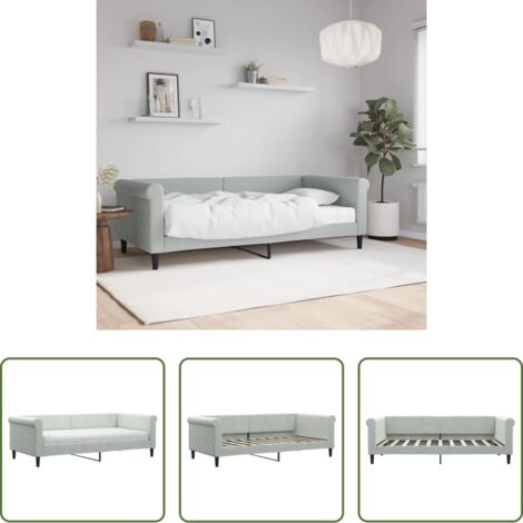 vidaXL Sofá cama con colchón -  Sofá cama con colchón terciopelo gris claro 90x190 cm