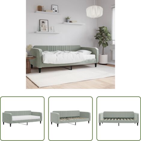 vidaXL Sofá cama con colchón -  Sofá cama con colchón terciopelo gris claro 90x190 cm