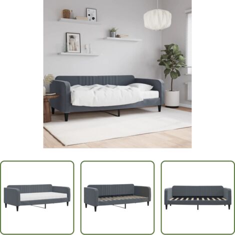 vidaXL Sofá cama con colchón -  Sofá cama con colchón terciopelo gris oscuro 90x190 cm