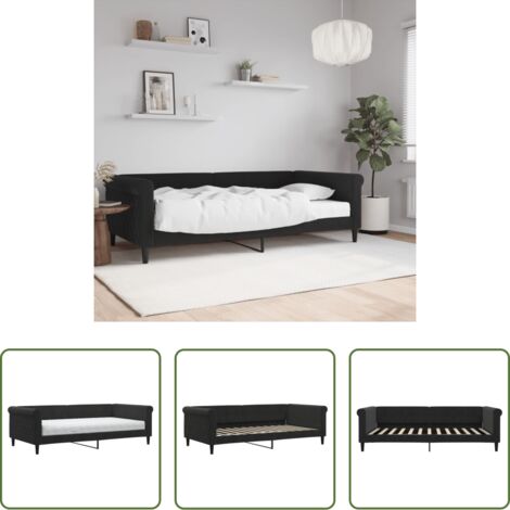 vidaXL Sofá cama con colchón -  Sofá cama con colchón terciopelo negro 100x200 cm