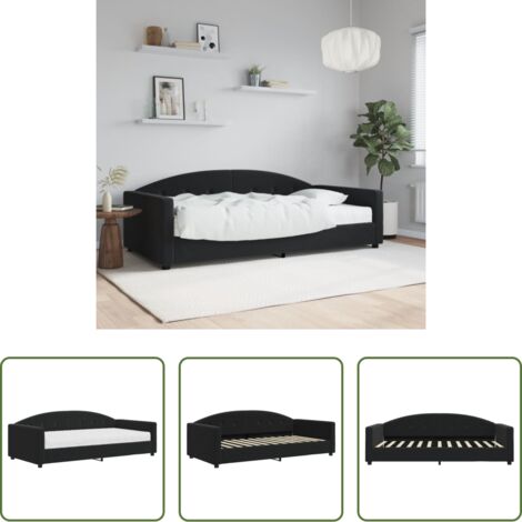 vidaXL Sofá cama con colchón -  Sofá cama con colchón terciopelo negro 100x200 cm