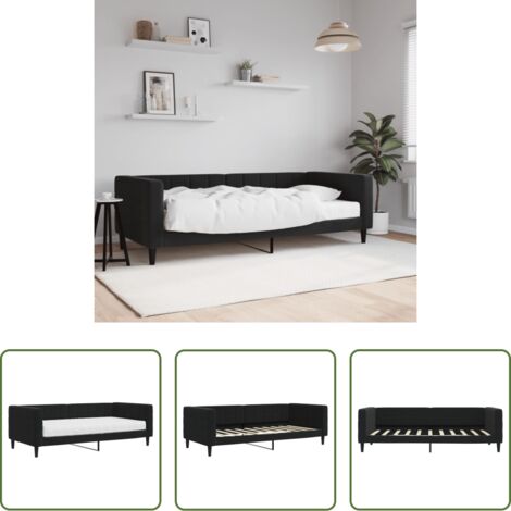 vidaXL Sofá cama con colchón -  Sofá cama con colchón terciopelo negro 90x190 cm