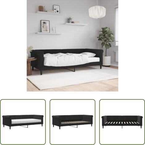 vidaXL Sofá cama con colchón -  Sofá cama con colchón terciopelo negro 90x200 cm