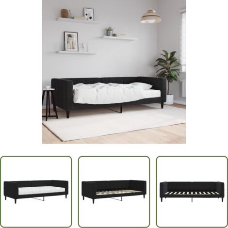 vidaXL Sofá cama con colchón -  Sofá cama con colchón terciopelo negro 90x200 cm