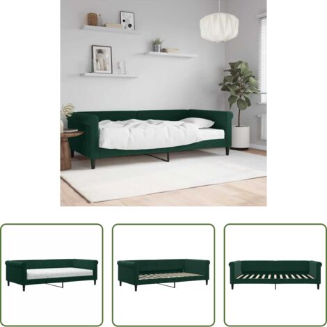vidaXL Sofá cama con colchón -  Sofá cama con colchón terciopelo verde oscuro 100x200 cm