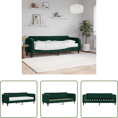 vidaXL Sofá cama con colchón -  Sofá cama con colchón terciopelo verde oscuro 80x200 cm