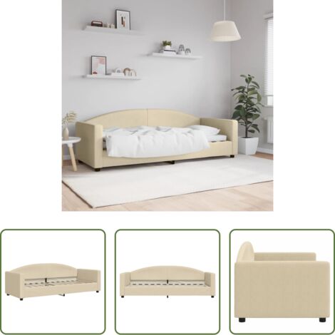 vidaXL Sofá cama con colchón -  Sofá cama sin colchón tela crema 80x200 cm
