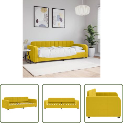 vidaXL Sofá cama con colchón -  Sofá cama sin colchón terciopelo amarillo 80x200 cm